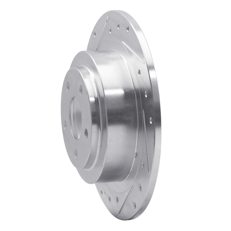 Subaru Outback Brake Rotor (1) - Rear Left - R1 Concepts - Drilled & Slotted - Silver - `00-`06
